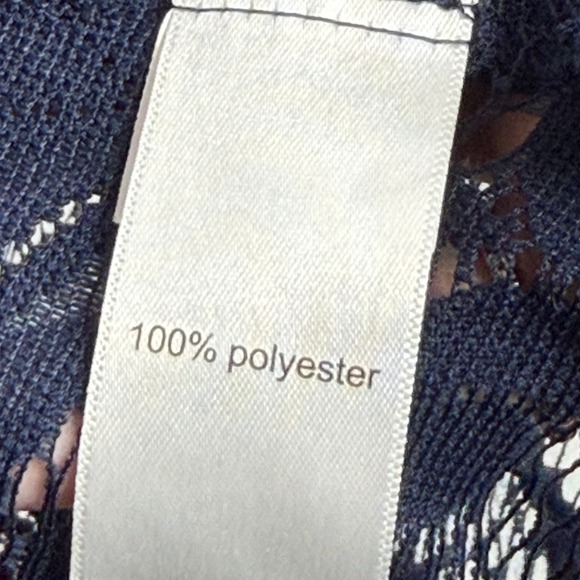 Maurices Lace Open Front Cardigan Womens M Navy Blue Boho Floral Micro Mesh - Picture 4 of 11